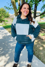Load image into Gallery viewer, Adorable In Hunter Green Color Block Check Print Terry Hoodie