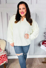 Load image into Gallery viewer, Lock Eyes Ivory Notched Neck With Patch Oversized Sweater