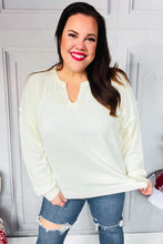 Load image into Gallery viewer, Lock Eyes Ivory Notched Neck With Patch Oversized Sweater