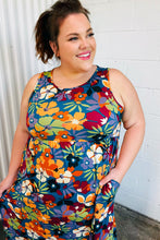 Load image into Gallery viewer, Teal & Maroon Flat Floral Fit and Flare Sleeveless Maxi Dress