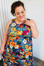 Load image into Gallery viewer, Teal & Maroon Flat Floral Fit and Flare Sleeveless Maxi Dress