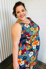 Load image into Gallery viewer, Teal & Maroon Flat Floral Fit and Flare Sleeveless Maxi Dress