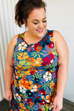 Load image into Gallery viewer, Teal & Maroon Flat Floral Fit and Flare Sleeveless Maxi Dress