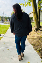 Load image into Gallery viewer, Versatile Charcoal Front Tie Modal Knit Peasant Top