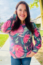 Load image into Gallery viewer, On My Heart Navy Floral Brushed Hacci Sweater Top