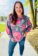 Load image into Gallery viewer, On My Heart Navy Floral Brushed Hacci Sweater Top