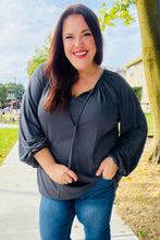 Load image into Gallery viewer, Versatile Charcoal Front Tie Modal Knit Peasant Top