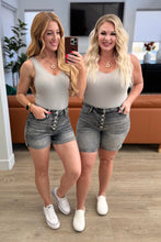 Load image into Gallery viewer, JUDY BLUE- Greyson High Rise Button Fly Cuffed Shorts in Grey