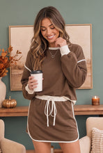 Load image into Gallery viewer, Coffee Run Mocha Sweatshirt and Mini Skort Set