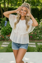 Load image into Gallery viewer, Sun Kissed Lace Flutter Top