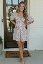Load image into Gallery viewer, Garden Party Dreams Floral Puff Sleeve Mini Dress