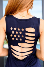 Load image into Gallery viewer, Land of the Free Tank in Navy- 1 CLIQUE