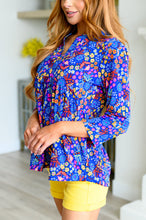Load image into Gallery viewer, DEAR SCARLETT- Lizzy Babydoll Top in Royal Retro Floral