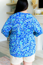 Load image into Gallery viewer, DEAR SCARLETT- Lizzy Babydoll Top in Royal and Mint Paisley