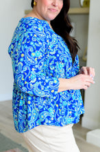 Load image into Gallery viewer, DEAR SCARLETT- Lizzy Babydoll Top in Royal and Mint Paisley