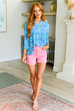 Load image into Gallery viewer, DEAR SCARLETT- Lizzy Babydoll Top in Teal Brushstrokes