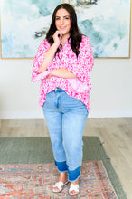 Load image into Gallery viewer, DEAR SCARLETT- Lizzy Bell Sleeve Top in Hot Pink Damask