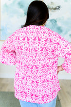 Load image into Gallery viewer, DEAR SCARLETT- Lizzy Bell Sleeve Top in Hot Pink Damask