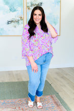 Load image into Gallery viewer, DEAR SCARLETT- Lizzy Bell Sleeve Top in Lavender Retro Ditsy Floral
