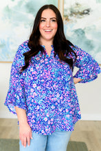 Load image into Gallery viewer, DEAR SCARLETT- Lizzy Bell Sleeve Top in Navy and Pink Floral