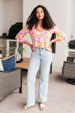 Load image into Gallery viewer, Lizzy Bell Sleeve Top in Pink and Gold Floral- DEAR SCARLETT
