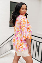 Load image into Gallery viewer, Lizzy Bell Sleeve Top in Pink and Gold Floral- DEAR SCARLETT