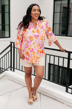 Load image into Gallery viewer, Lizzy Bell Sleeve Top in Pink and Gold Floral- DEAR SCARLETT