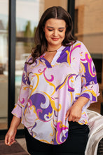Load image into Gallery viewer, Lizzy Bell Sleeve Top in Regal Lavender and Gold- DEAR SCARLETT