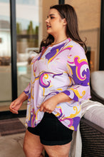 Load image into Gallery viewer, Lizzy Bell Sleeve Top in Regal Lavender and Gold- DEAR SCARLETT