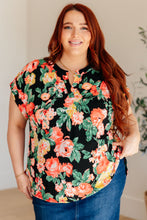 Load image into Gallery viewer, DEAR SCARLETT- Lizzy Cap Sleeve Top in Black Garden Floral