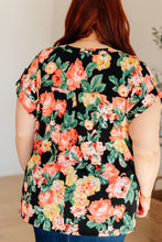 Load image into Gallery viewer, DEAR SCARLETT- Lizzy Cap Sleeve Top in Black Garden Floral