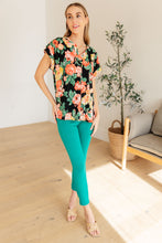 Load image into Gallery viewer, DEAR SCARLETT- Lizzy Cap Sleeve Top in Black Garden Floral