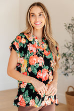 Load image into Gallery viewer, DEAR SCARLETT- Lizzy Cap Sleeve Top in Black Garden Floral