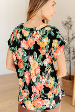 Load image into Gallery viewer, DEAR SCARLETT- Lizzy Cap Sleeve Top in Black Garden Floral