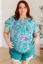 Load image into Gallery viewer, DEAR SCARLETT- Lizzy Cap Sleeve Top in Magenta and Teal Paisley