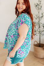 Load image into Gallery viewer, DEAR SCARLETT- Lizzy Cap Sleeve Top in Magenta and Teal Paisley