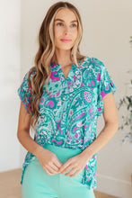 Load image into Gallery viewer, DEAR SCARLETT- Lizzy Cap Sleeve Top in Magenta and Teal Paisley