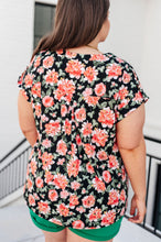Load image into Gallery viewer, Lizzy Cap Sleeve Top in Black and Coral Floral- DEAR SCARLETT