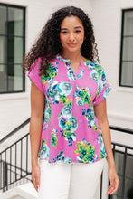 Load image into Gallery viewer, Lizzy Cap Sleeve Top in Coral and Blue Floral- DEAR SCARLETT