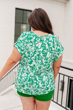 Load image into Gallery viewer, Lizzy Cap Sleeve Top in Emerald and White Floral- DEAR SCARLETT