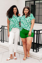 Load image into Gallery viewer, Lizzy Cap Sleeve Top in Emerald and White Floral- DEAR SCARLETT