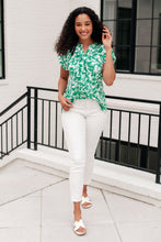 Load image into Gallery viewer, Lizzy Cap Sleeve Top in Emerald and White Floral- DEAR SCARLETT