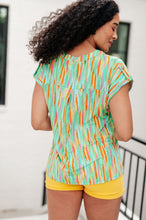 Load image into Gallery viewer, Lizzy Cap Sleeve Top in Lime and Emerald Multi Stripe- DEAR SCARLETT