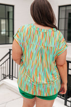 Load image into Gallery viewer, Lizzy Cap Sleeve Top in Lime and Emerald Multi Stripe- DEAR SCARLETT
