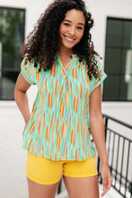 Load image into Gallery viewer, Lizzy Cap Sleeve Top in Lime and Emerald Multi Stripe- DEAR SCARLETT