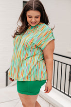 Load image into Gallery viewer, Lizzy Cap Sleeve Top in Lime and Emerald Multi Stripe- DEAR SCARLETT