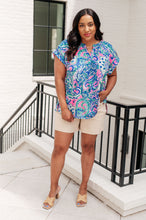 Load image into Gallery viewer, Lizzy Cap Sleeve Top in Pink and Jade Paisley Mix- DEAR SCARLETT