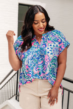 Load image into Gallery viewer, Lizzy Cap Sleeve Top in Pink and Jade Paisley Mix- DEAR SCARLETT