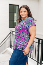 Load image into Gallery viewer, Lizzy Cap Sleeve Top in Purple Multi Marble- DEAR SCARLETT