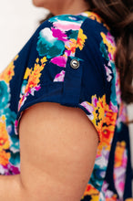 Load image into Gallery viewer, Lizzy Cap Sleeve in Navy and Pastel Bouquet- DEAR SCARLETT